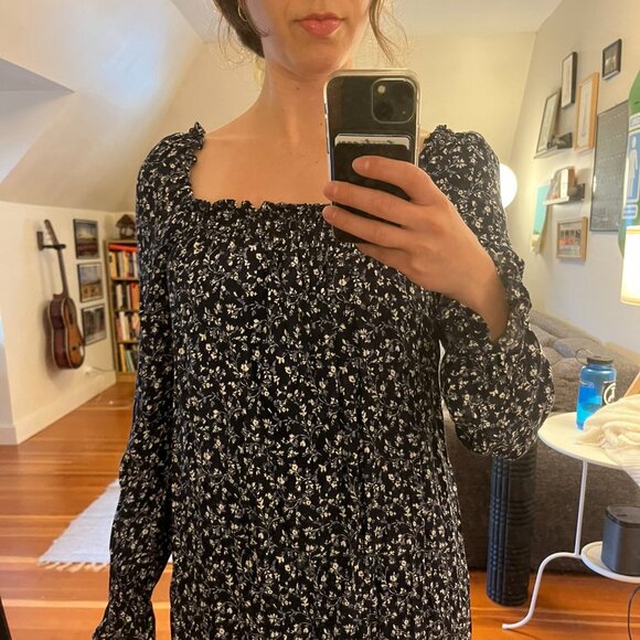 Reformation Hudsen Blue Mini Long Sleeve Floral Dress - Picture 3 of 9